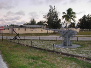 3-inch gun, storm-wrecked barracks